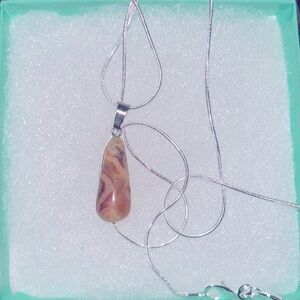 Boho hippie agate natural crystal silver 30” necklace